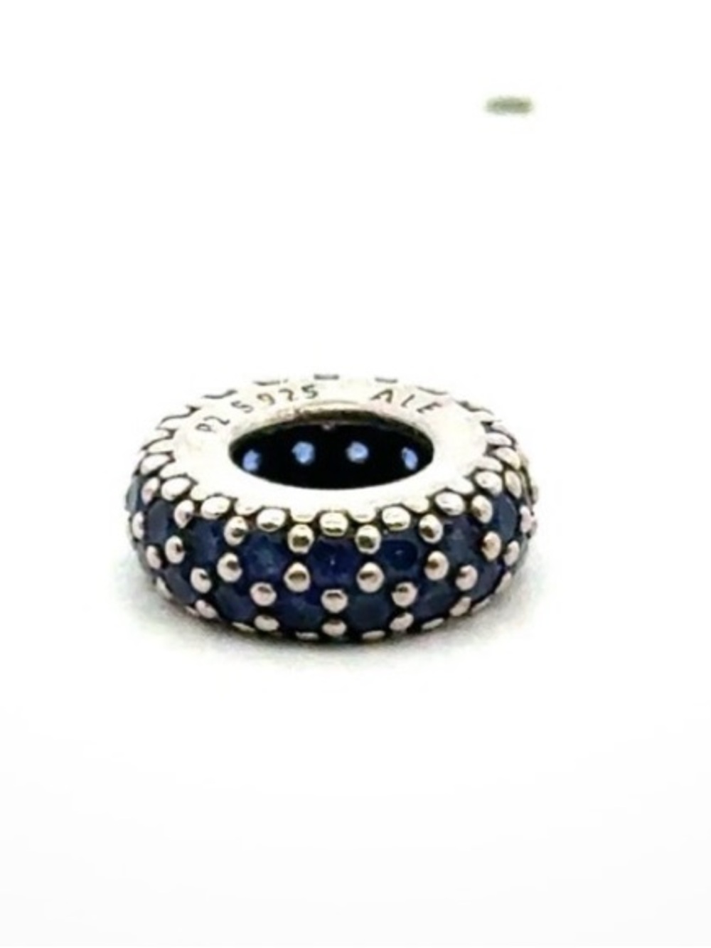 Pandora Silver Bracelet Spacer Charm Ring pave navy